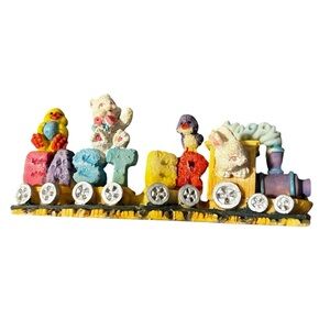 Easter Holiday Train Figurine w Bunnies and Friends
